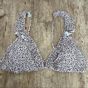 Pink Cheetah Printed Scalloped Trim Bikini